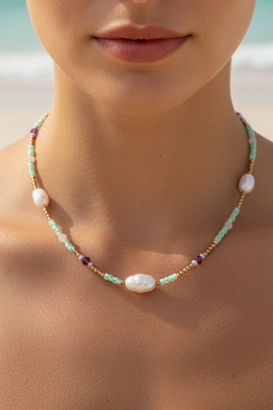 Aqua Pearl Necklace